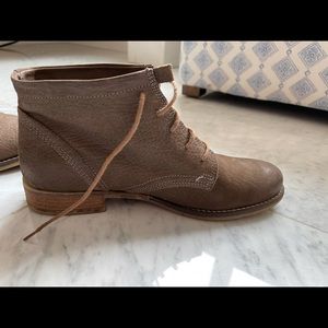 JOSEF SEIBEL Brown Distressed Lace Up Ankle Boots